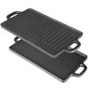 1Pack 16.54in Cast Iron Griddle Plate Reversible Grill Pan Double Sided Used w/ Handles for Gas Stove Ceramic Oven Campfire