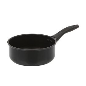 2 qt Non-Stick Aluminum Saucepan, Black (Color: Black)