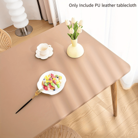 PU Stretch Fitted Rectangle Tablecloth with Elastic Edge 42 x 72 Inch Spandex Stretch Beige Brown Table Cover for Dining Supplies Picnic Outdoor (Color: Brown)
